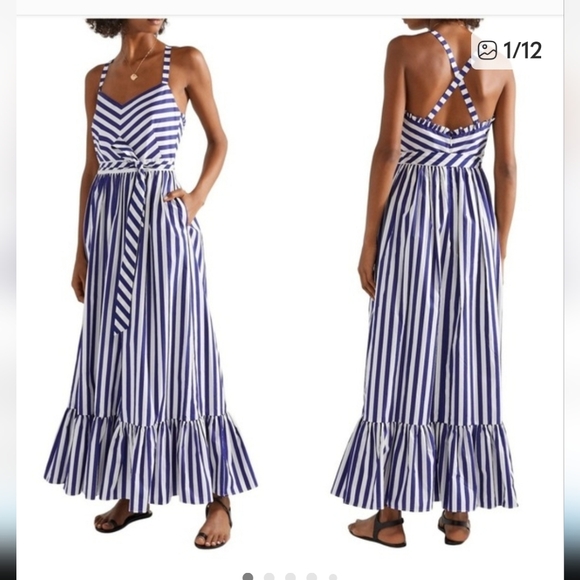 J. Crew Dresses & Skirts - J.Crew Striped Maxi Dress Navy White Coastal Summer Vacation